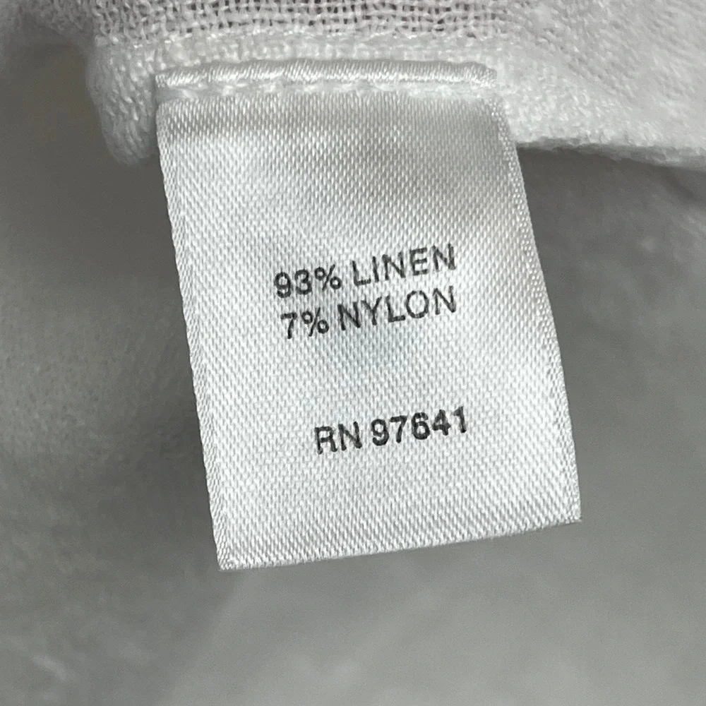 Pure Jill White Linen Blend Empire Waist Tunic 3/4 Sleeve Top Babydoll Womens M‎ - Picture 5 of 8